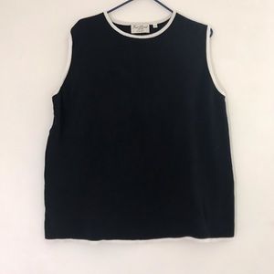 Navy and white knit sleeveless blouse sweater vest